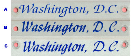 Photo showing examples of three font styles