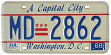 1984 base Medical Doctor plate no. MD-2862