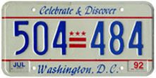 1991 Passenger plate no. 504-484 validated for 1991-1992 (exp. July 1992)