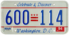 1991 Passenger plate no. 600-114 validated for 1993-1994 (exp. March 1994)