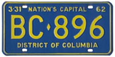 1961 Bus plate no. BC-896