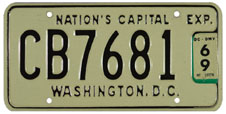 1965 Commercial (Truck) plate no. CB7681 validated for 1968