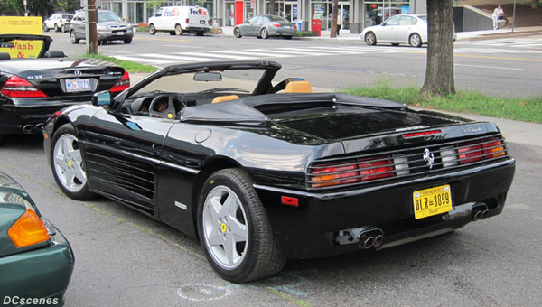 2010 Dealer plate no. 8899 on a Ferrari 348 Spider, parked behind a Mercedes-Benz SL 55 AMG with Medical Doctor registration no. MD-3079 at Classic Motors of DC on Wisconsin Ave., NW at Ingomar St.