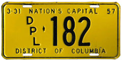 1956 (exp. 3-31-57) Diplomatic plate no. 182