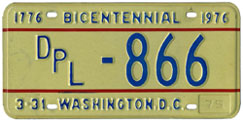 1974 (exp. 3-31-75) Diplomatic plate no. 866