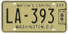 1965 (undated, exp. 3-31-66) Livery plate no. LA-393 validated for 1968 (exp. 3-31-69)