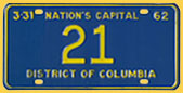 1961 (exp. 3-31-62) reserved-number plate no. 21