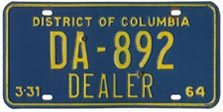 1963 (exp. 3-31-64) Dealer plate no. DB-892