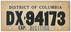 1956 Temporary plate no. DX-94173