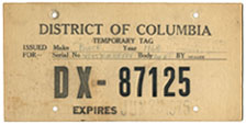 1975 Temporary plate no. DX-87125