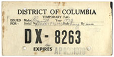 1976 Temporary plate no. DX-8263