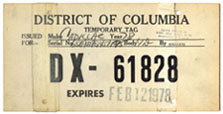 1978 Temporary plate no. DX-61828