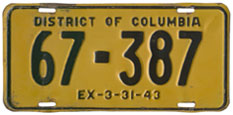 1942 (exp. 3-31-43) Passenger plate no. 67-387